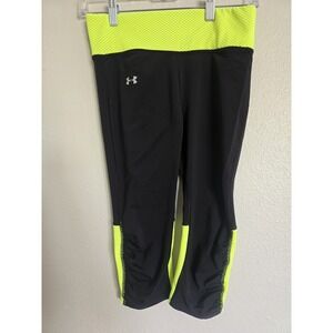Under Armour Heat Gear Compression Running Leggings Size Small Black &‎ Yellow